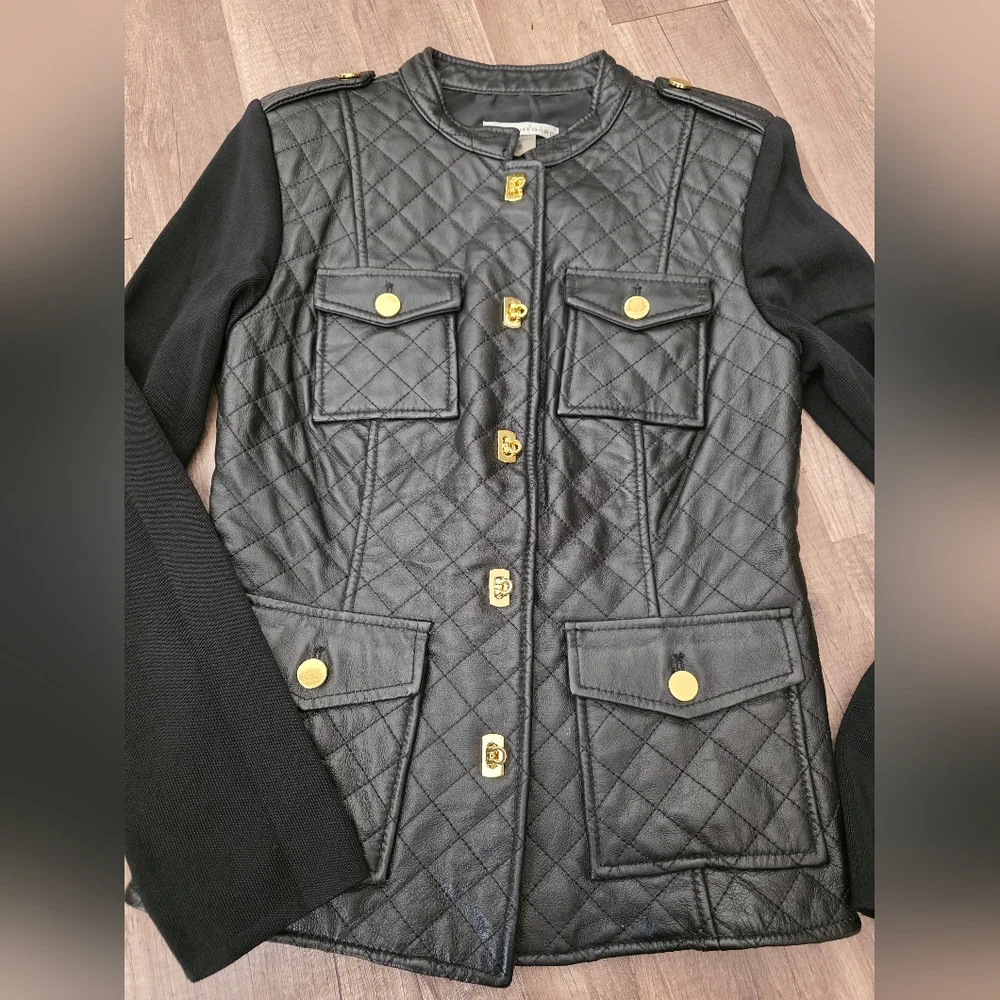PETER NYGARD Black Quilted LEATHER JACKET Designer Whimsigoth Quiet Luxury Y2K - Picture 13 of 14